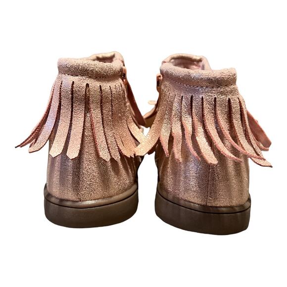 Carter's Fringe Ankle Boots Size 11 Rose Gold Metallic Boho Whimsy Western Play - Picture 4 of 6
